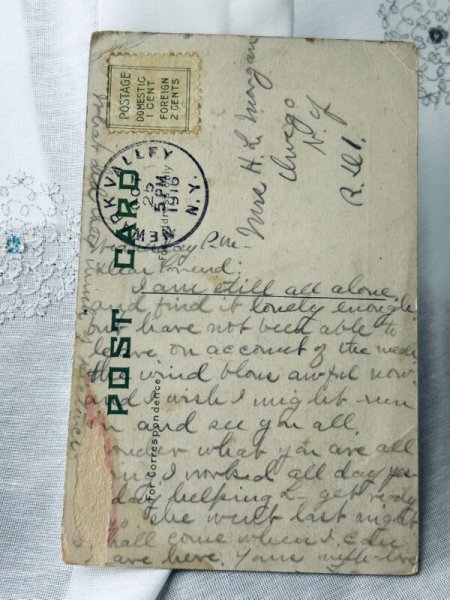 画像2: Postcard アンティークポストカード 小鳥と子猫 1916年 (2)