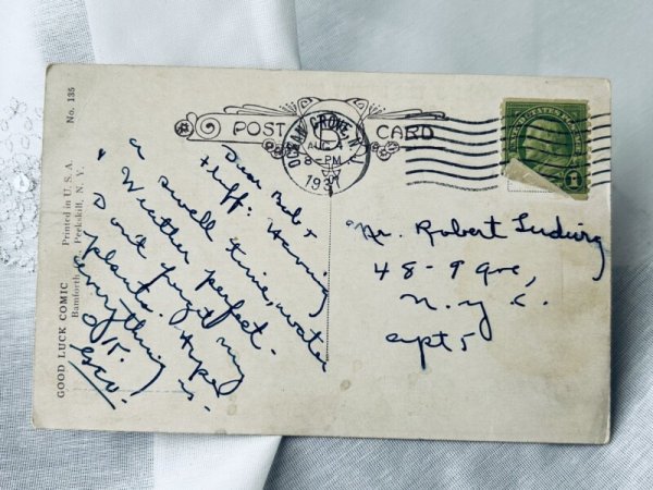 画像2: Postcard アンティークポストカード 幸運を呼ぶ黒猫 1937年 (2)