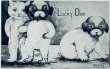 画像1: Postcard　アンティークポストカード　ラッキーな奴　犬と猫　アメリカ1910年 (1)