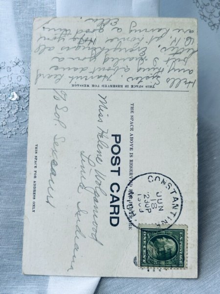 画像2: Postcard  アンティークポストカード 大きな月とフクロウ アメリカ1909年 (2)
