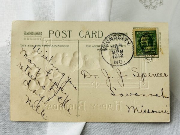 画像2: Postcard  　アンティークポストカード　パンジーのお花と小鳥　 (2)