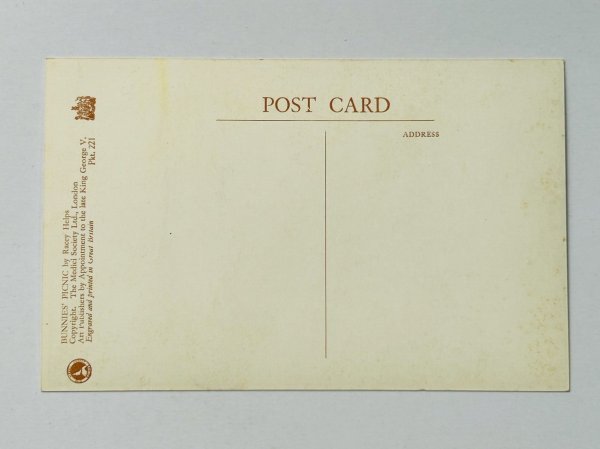 画像2: Postcard   アンティークポストカード ウサギさんのピクニック ゴーリー Racey Helps (未使用) (2)