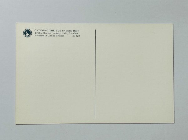 画像2: Postcard  ビンテージポストカード　森の動物さんたちのバス停　Molly Brett　(未使用) (2)