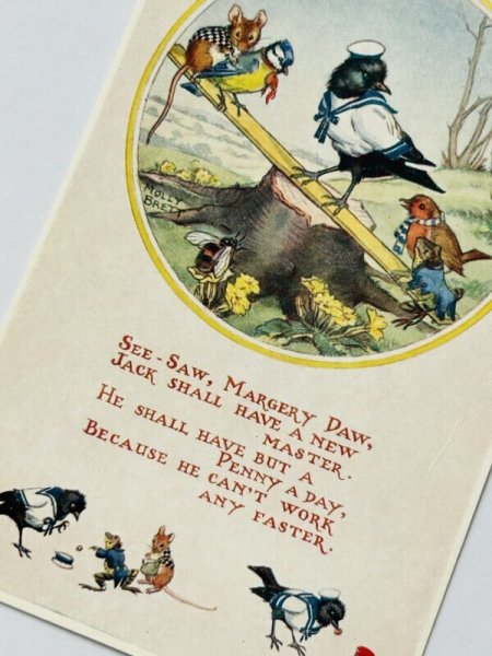 画像2: Postcard  ビンテージポストカード　マザーグース童謡  SEE-SAW, MARGERY DAW　Molly Brett 　(未使用) (2)