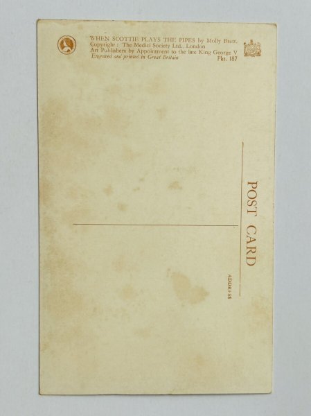 画像2: Postcard   アンティークポストカード　バグパイプ奏者　スコットランドテリア　Molly Brett 　(未使用) (2)