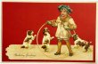 画像1: Postcard  　アンティークポストカード　子犬と遊ぶ男の子　輪　Helena Maguire  (1)