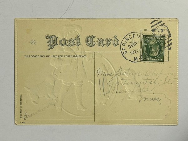 画像2: Postcard   アンティークポストカード 子犬と遊ぶ男の子 輪 Helena Maguire  (2)