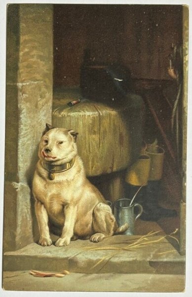 画像1: Postcard  　アンティークポストカード　犬 　Low Life　Landseer (1)