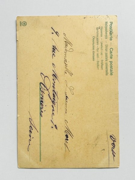 画像2: Postcard  アンティークポストカード　子豚を背負う女の子　 (2)