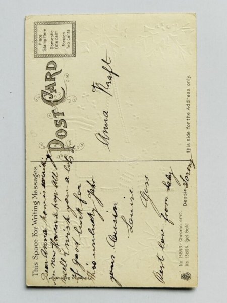 画像3: Postcard  アンティークポストカード 新年 New Year 歌う豚とピアノを弾く豚 (3)