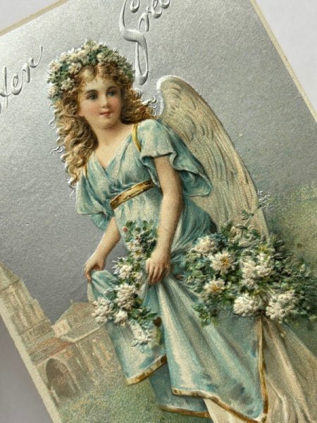 画像2: Postcard  アンティークポストカード イースター 美しい天使 F.Brundage ブランデージ ?   (2)