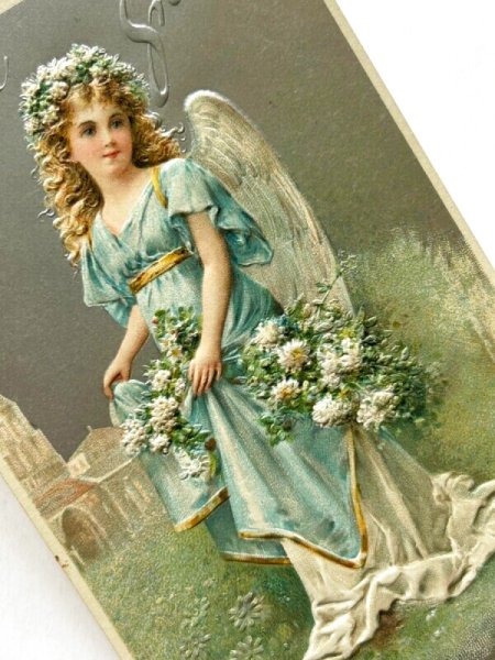画像2: Postcard  アンティークポストカード イースター 美しい天使 F.Brundage ブランデージ ?  1909年 (2)