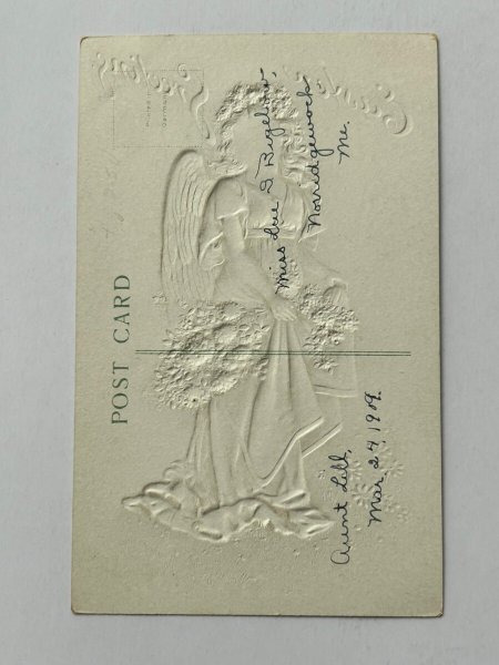 画像3: Postcard  アンティークポストカード イースター 美しい天使 F.Brundage ブランデージ ?  1909年 (3)