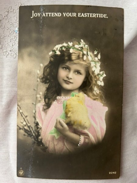 画像1: Postcard    アンティークポストカード　美しい女の子　 (1)