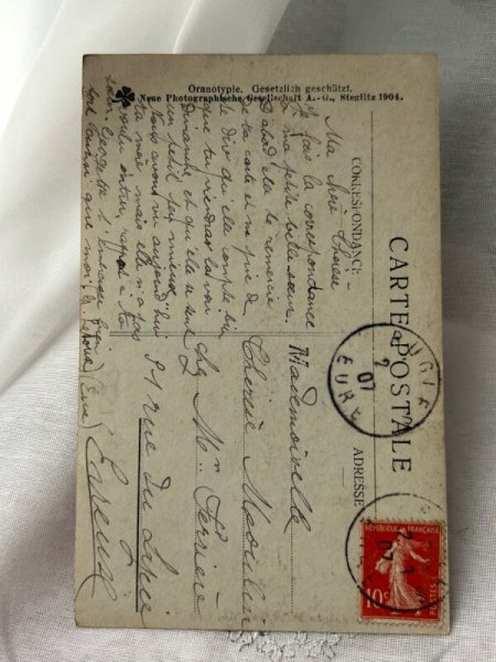 画像2: Postcard    アンティークポストカード 写真 民族衣装の女の子 フランス1907年 (2)