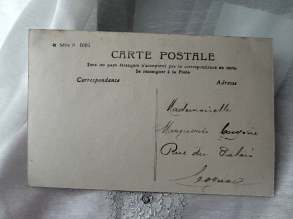 画像2: Postcard    アンティークポストカード 写真 子ヤギと女の子 フランス1905年 (2)