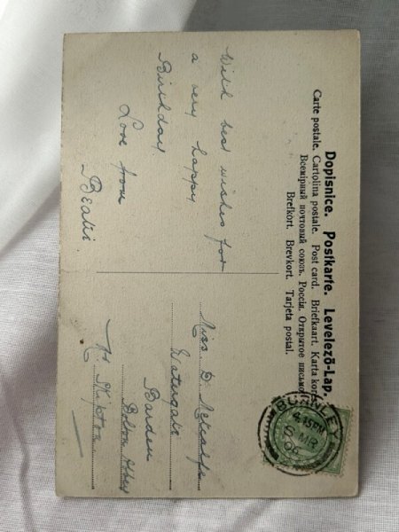 画像2: Postcard    アンティークポストカード　マフの女の子　イギリス１９０６年 (2)