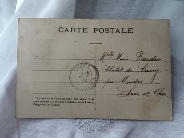 画像2: Postcard    アンティークポストカード 子猫と女の子 レース フランス1904年 (2)
