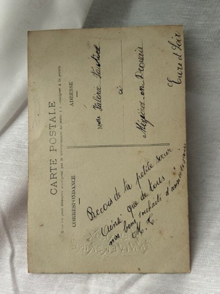 画像2: Postcard    アンティークポストカード　写真　ヤドリギと女の子　フランス1906年 (2)