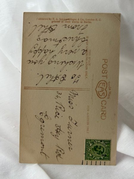 画像2: Postcard    アンティークポストカード 写真 大きな犬と女の子 イギリス (2)