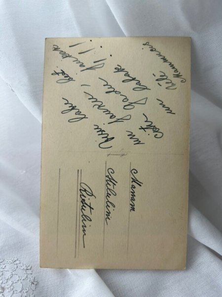 画像2: Postcard    アンティークポストカード イースター 写真 ブランコに乗るヒヨコとお人形さん  (2)