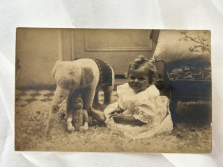J98/ Teddy Bear Interesting RPPC Postcard c1910 Wagon