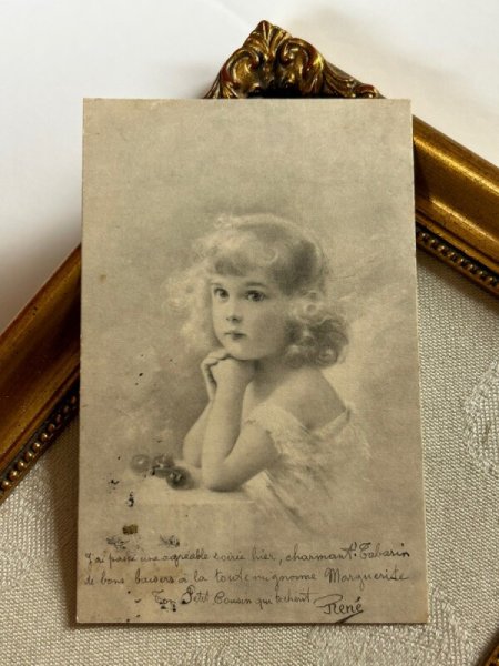 画像3: Postcard　アンティークポストカード　さくらんぼと女の子　サクランボ　M.M.VIENNE　フランス1902年 (3)