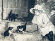 画像3: Postcard　アンティークポストカード　子猫と遊ぶ女の子　M.M.VIENNE　フランス1912年 (3)