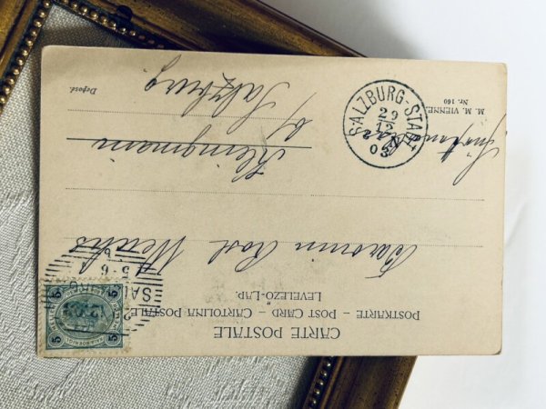 画像4: Postcard　アンティークポストカード　新年祝い　天使と犬　バセットハウンド　M.M.VIENNE　1903年 (4)