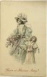 画像1: Postcard　アンティークポストカード　女性と女の子　母娘　M.M.VIENNE　フランス1905年 (1)