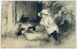 画像1: Postcard　アンティークポストカード　子猫と遊ぶ女の子　M.M.VIENNE　フランス1912年 (1)