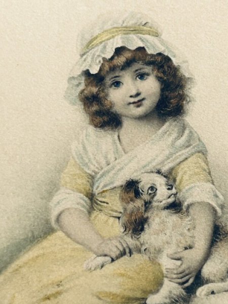 画像3: Postcard アンティークポストカード スパニエル犬と女の子 M.M.VIENNE 1914年 (3)