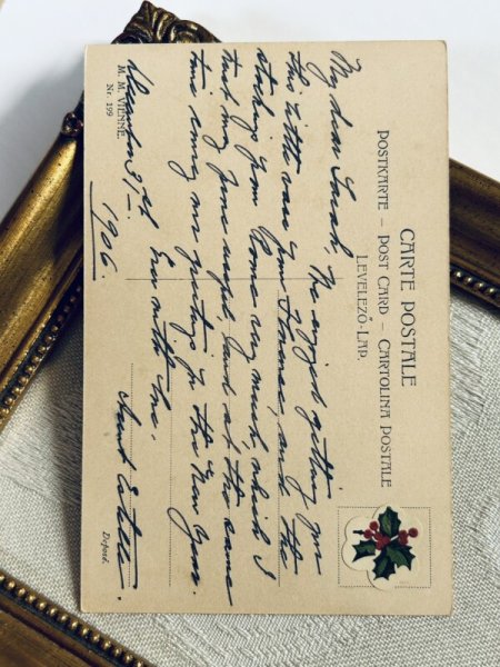 画像4: Postcard　アンティークポストカード　薔薇のお花と帽子の女性　M.M.VIENNE　1906年 (4)