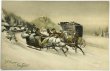画像1: Postcard　アンティークポストカード　ウィーン趣味風　新年祝い　馬車と馬ゾリ（未使用） (1)