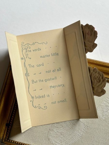 画像5: Postcard  アンティークポストカード　薔薇のお花　観音開き　仕掛け　ベルベッド（未使用） (5)