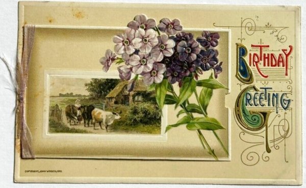 画像1: Postcard  アンティークポストカード　田舎の風景　牛　ブックレット　仕掛け (1)