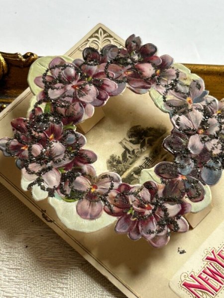 画像3: Postcard  アンティークポストカード スミレのお花 田舎の風景 立体仕掛け (3)