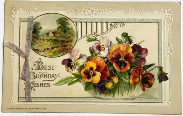 画像1: Postcard  アンティークポストカード　パンジーのお花　仕掛け　ブックレット (1)