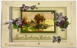 画像1: Postcard  アンティークポストカード　スミレのお花と田舎の風景　ポピー　ブックレット　仕掛け　（未使用） (1)