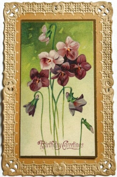 画像1: Postcard  アンティークポストカード　スミレのお花　仕掛け　 (1)