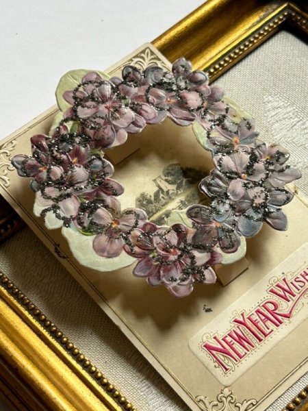 画像5: Postcard  アンティークポストカード スミレのお花 田舎の風景 立体仕掛け (5)