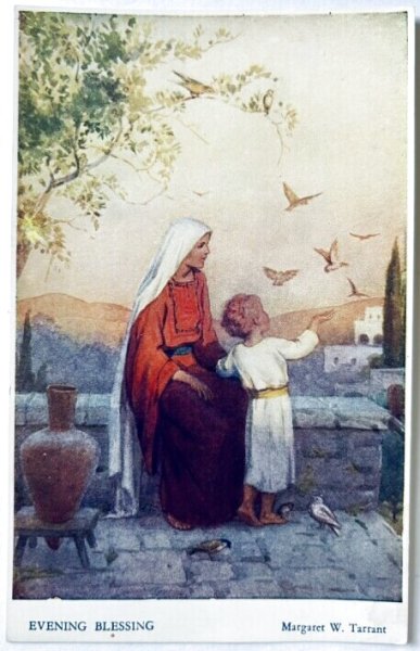 画像1: Postcard  アンティークポストカード　夕陽　聖母子　Evening Blessing by Margaret Tarrant (1)