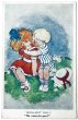 画像1: Postcard  　アンティークポストカード  女の子にキスをする男の子　Hilda Cowham (1)