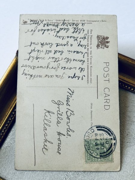 画像3: Postcard   アンティークポストカード  クリスマス 帽子の女性 1905年 イギリス (3)