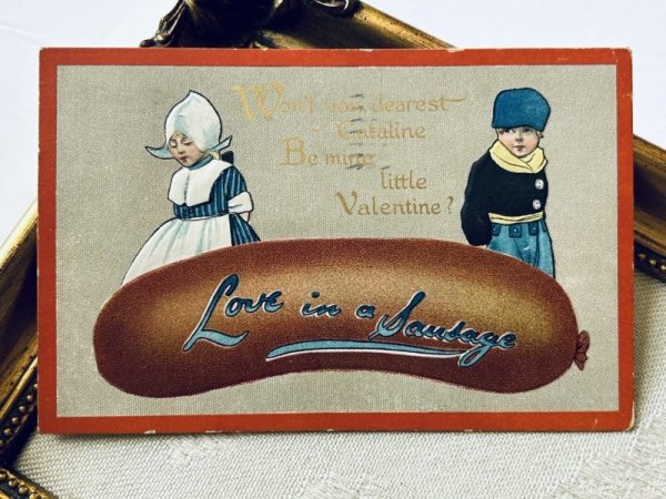 画像2: Postcard   アンティークポストカード  バレンタイン ソーセージとオランダの子どもたち " Love Tribunes " Series  (2)