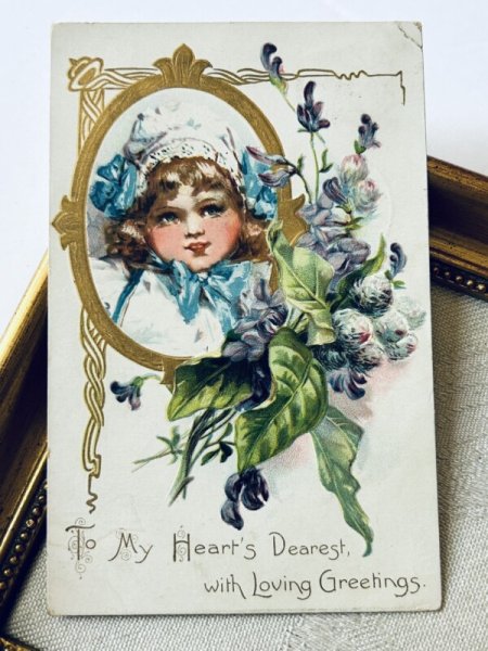 画像2: Postcard   アンティークポストカード  女の子とお花 Frances Brundage (2)