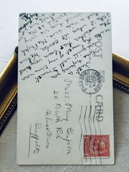画像3: Postcard   アンティークポストカード  お休み前の女の子 子犬 Nora Annie Birch (3)