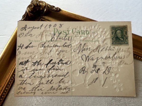 画像3: Postcard   アンティークポストカード  スミレのお花を運ぶ子どもたち アメリカ1908年 (3)