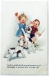 画像1: Postcard  　アンティークポストカード 　2匹の犬と子どもたち　ワイヤーフォックステリア　ジャックラッセルテリア　オランダ1939年 (1)