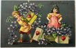 画像1: Postcard  　アンティークポストカード 　スミレのお花を運ぶ子どもたち　アメリカ1908年 (1)